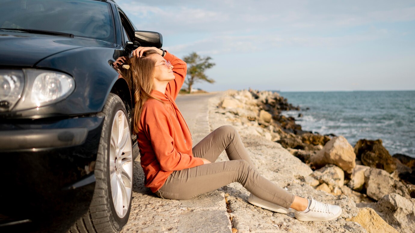 Young Woman Enjoying Road Trip 23 2148732178